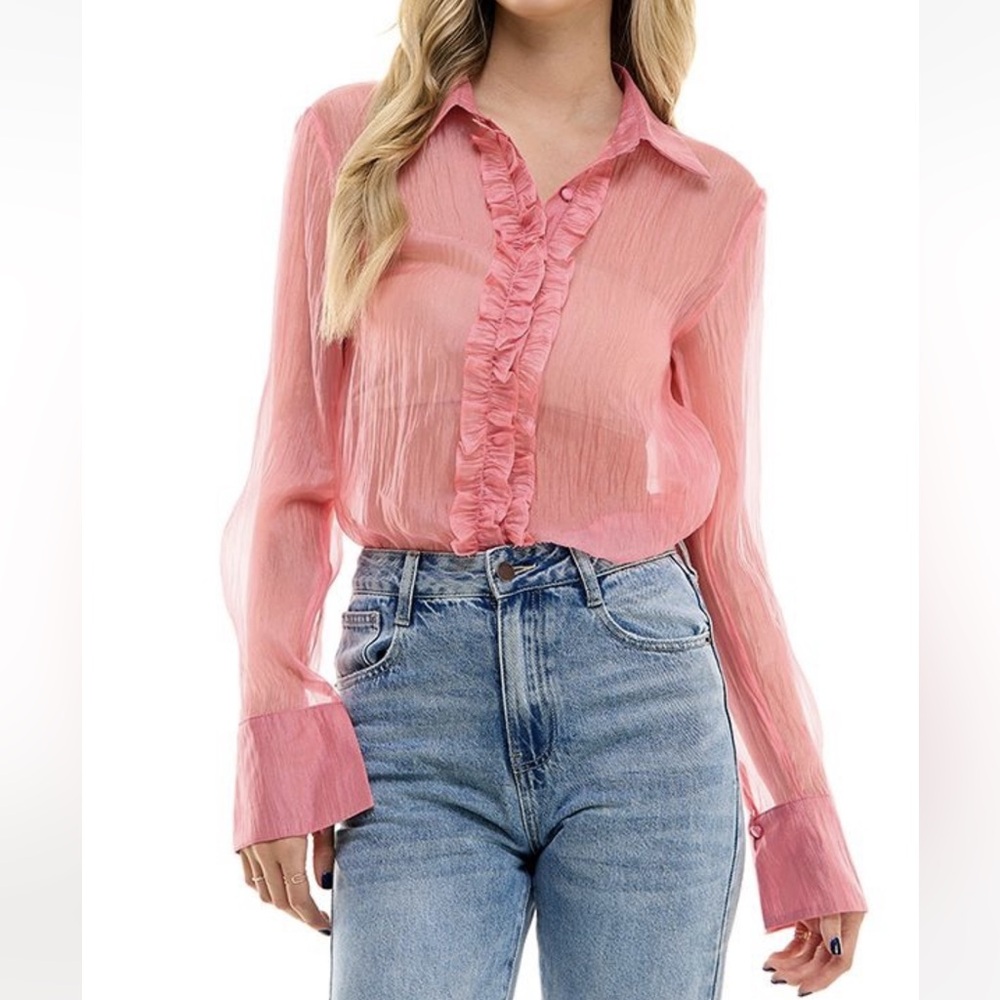 Pink Ruffled Women's Top